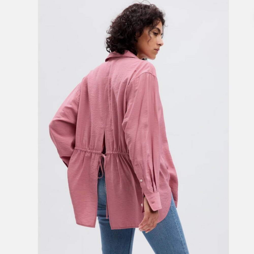 NWT GAP Cinch-Back Big Shirt Rosetta Pink Large